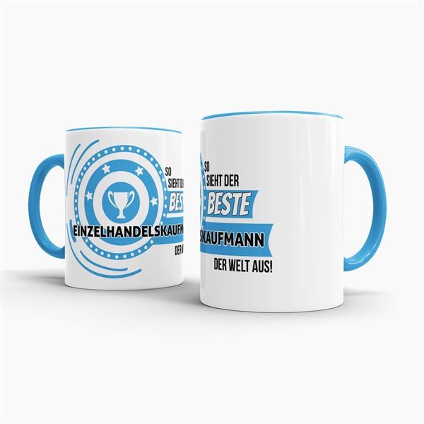 Berufe-Tasse - So sieht der beste Einzelhandelskaufmann aus - Hellblau