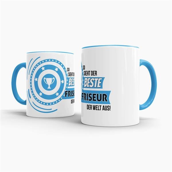 Berufe-Tasse - So sieht der beste Friseur aus - Hellblau