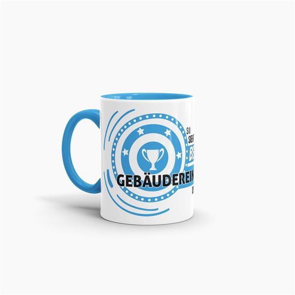 Berufe-Tasse - So sieht der beste Geb&auml;udereiniger aus - Hellblau