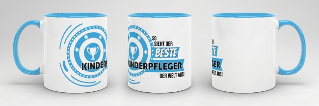 Berufe-Tasse - So sieht der beste Kinderpfleger aus - Hellblau