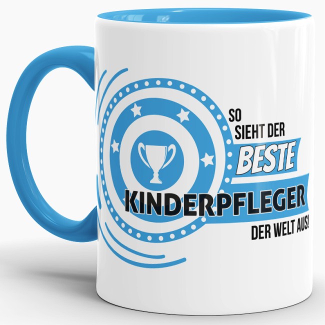 Berufe-Tasse - So sieht der beste Kinderpfleger aus - Hellblau