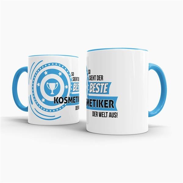 Berufe-Tasse - So sieht der beste Kosmetiker aus - Hellblau