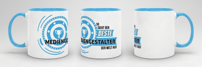 Berufe-Tasse - So sieht der beste Mediengestalter aus - Hellblau