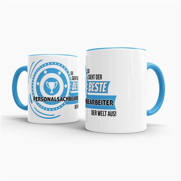 Berufe-Tasse - So sieht der beste Personalsachbearbeiter aus - Hellblau