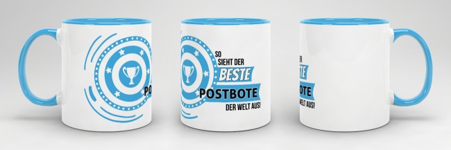 Berufe-Tasse - So sieht der beste Postbote aus - Hellblau