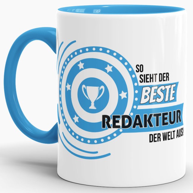 Berufe-Tasse - So sieht der beste Redakteur aus - Hellblau