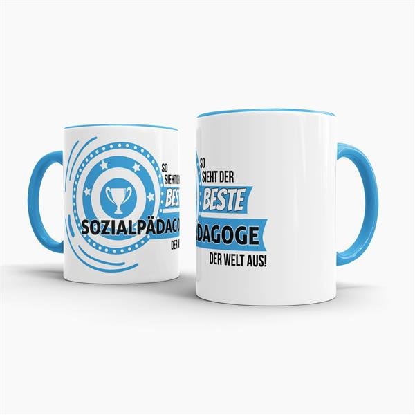 Berufe-Tasse - So sieht der beste Sozialp&auml;dagoge aus - Hellblau