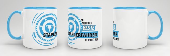 Berufe-Tasse - So sieht der beste Staplerfahrer aus - Hellblau