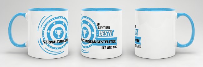Berufe-Tasse - So sieht der beste Verwaltungsangestellter aus - Hellblau