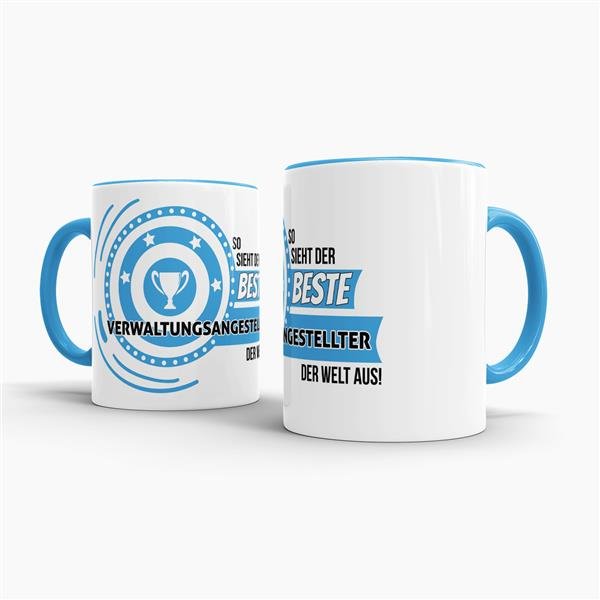 Berufe-Tasse - So sieht der beste Verwaltungsangestellter aus - Hellblau