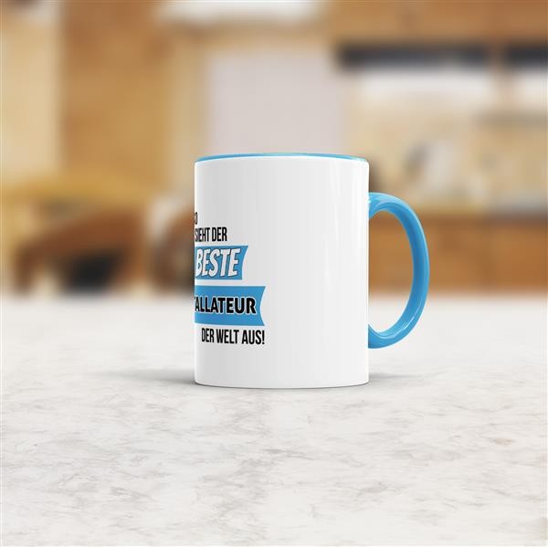 Berufe-Tasse - So sieht der beste Heizungsinstallateur aus - Hellblau