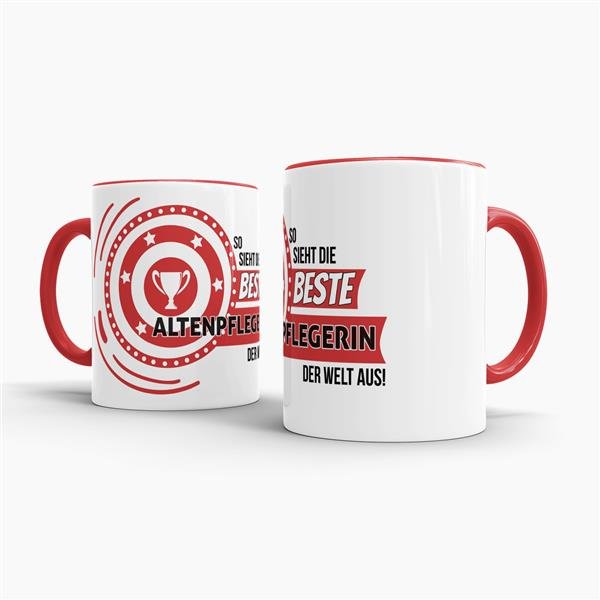 Berufe-Tasse - So sieht die beste Altenpflegerin aus - Rot