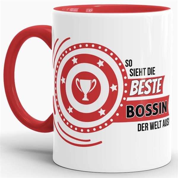 Berufe-Tasse - So sieht die beste Bossin aus - Rot