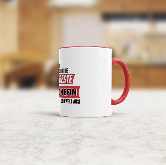 Berufe-Tasse - So sieht die beste Chefin aus - Rot