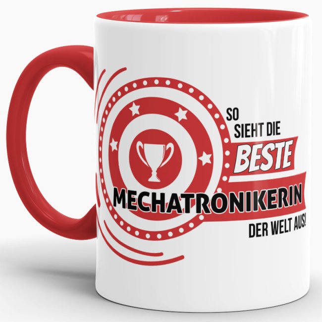 Berufe-Tasse - So sieht die beste Mechatronikerin aus - Rot