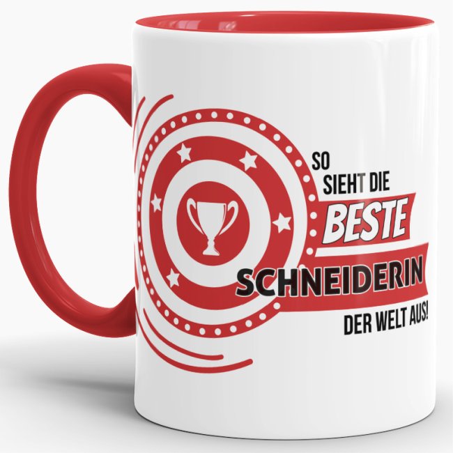 Berufe-Tasse - So sieht die beste Schneiderin aus - Rot
