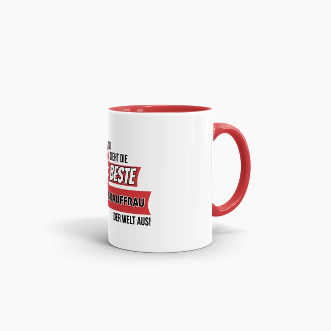 Berufe-Tasse - So sieht die beste Versicherungskauffrau aus - Rot