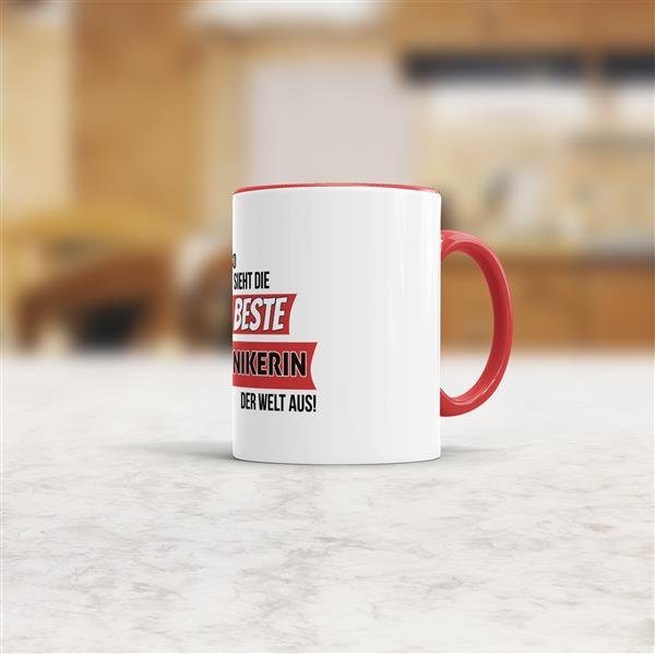 Berufe-Tasse - So sieht die beste Zahntechnikerin aus - Rot