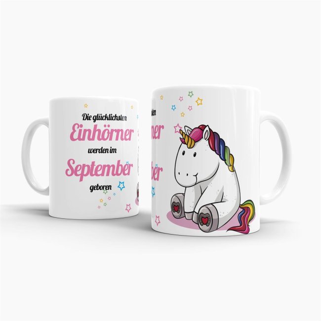 Tasse - Die gl&uuml;cklichsten Einh&ouml;rner werden im September geboren - Wei&szlig;