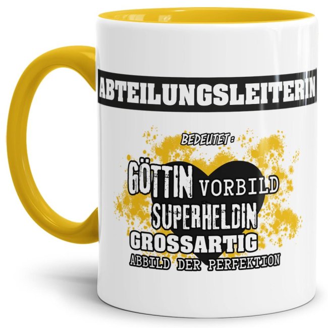 Berufe-Tasse in Gelb - Bedeutung einer Abteilungsleiterin