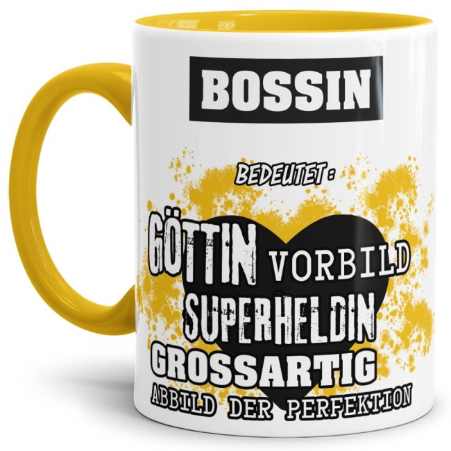 Berufe-Tasse in Gelb - Bedeutung einer Bossin