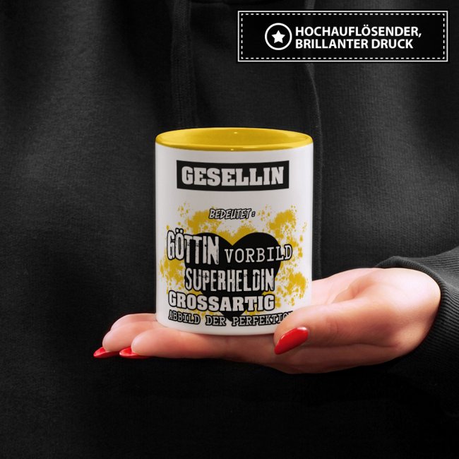Berufe-Tasse in Gelb - Bedeutung einer Gesellin