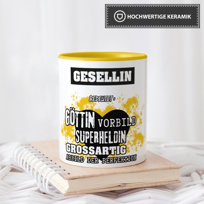 Berufe-Tasse in Gelb - Bedeutung einer Gesellin