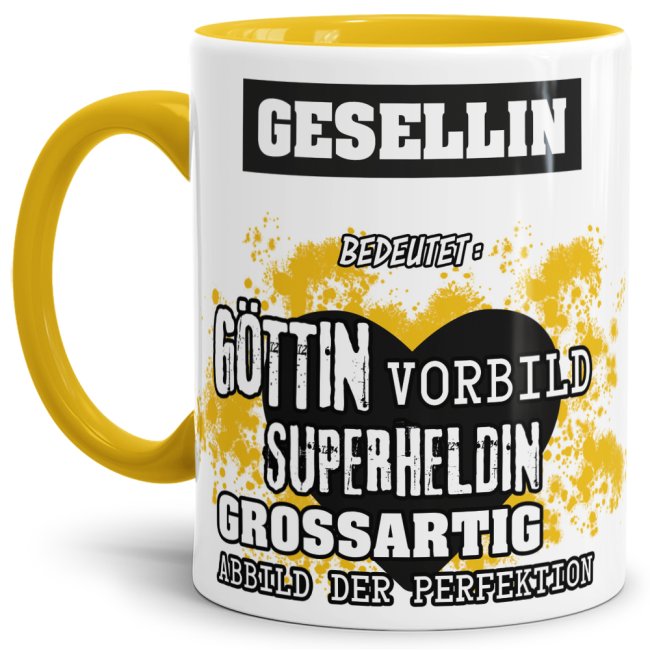Berufe-Tasse in Gelb - Bedeutung einer Gesellin