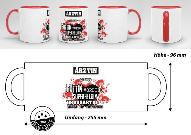 Berufe-Tasse in Rot - Bedeutung einer &Auml;rztin