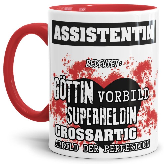 Berufe-Tasse in Rot - Bedeutung einer Assistentin