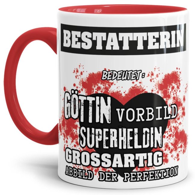 Berufe-Tasse in Rot - Bedeutung einer Bestatterin