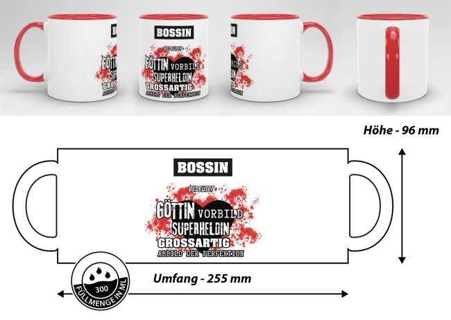 Berufe-Tasse in Rot - Bedeutung einer Bossin