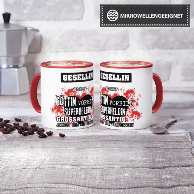 Berufe-Tasse in Rot - Bedeutung einer Gesellin