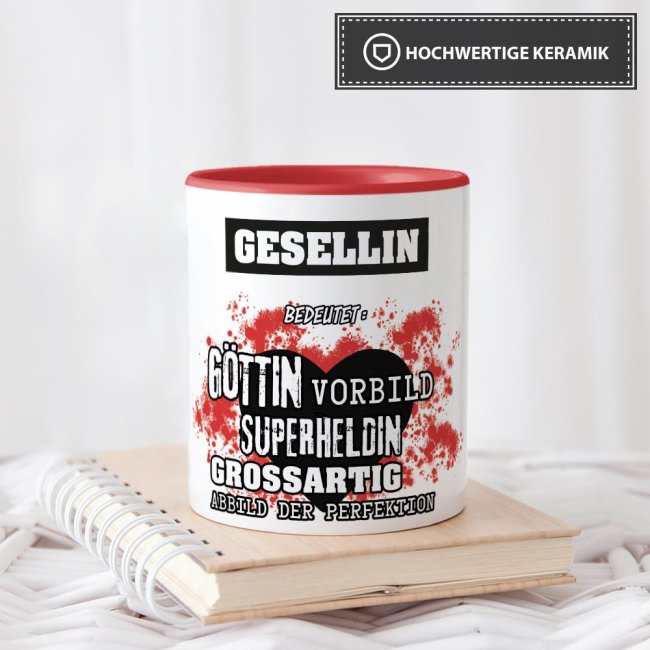 Berufe-Tasse in Rot - Bedeutung einer Gesellin
