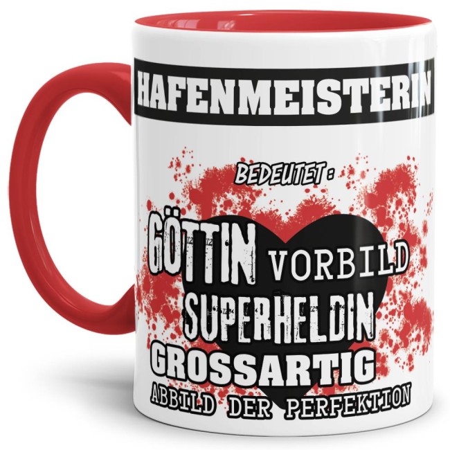 Berufe-Tasse in Rot - Bedeutung einer Hafenmeisterin