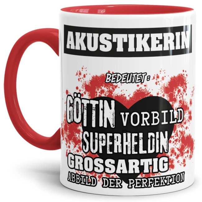 Berufe-Tasse in Rot - Bedeutung einer Akustikerin