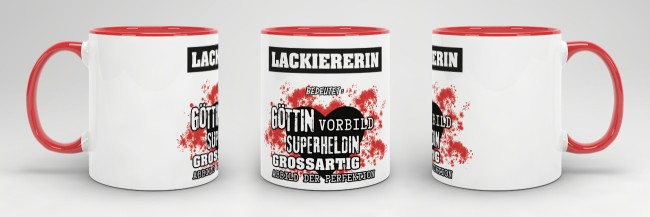 Berufe-Tasse in Rot - Bedeutung einer Lackiererin
