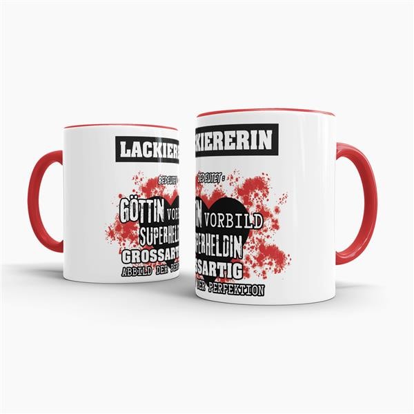 Berufe-Tasse in Rot - Bedeutung einer Lackiererin