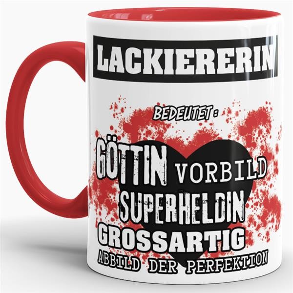 Berufe-Tasse in Rot - Bedeutung einer Lackiererin