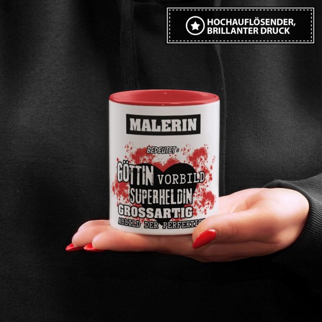 Berufe-Tasse in Rot - Bedeutung einer Malerin