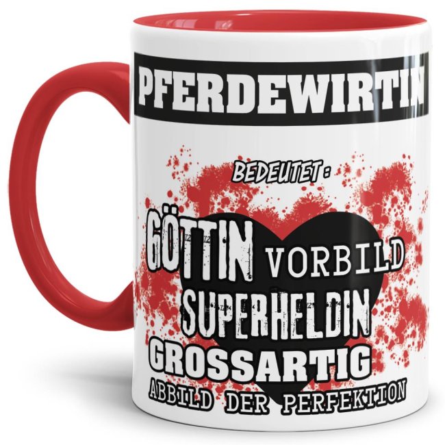 Berufe-Tasse in Rot - Bedeutung einer Pferdewirtin