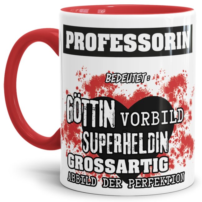 Berufe-Tasse in Rot - Bedeutung einer Professorin