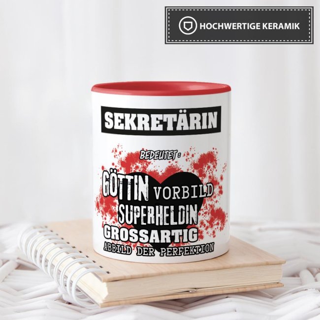 Berufe-Tasse in Rot - Bedeutung einer Sekret&auml;rin