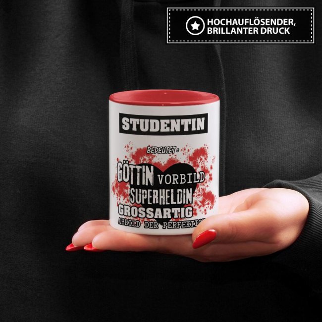 Berufe-Tasse in Rot - Bedeutung einer Studentin