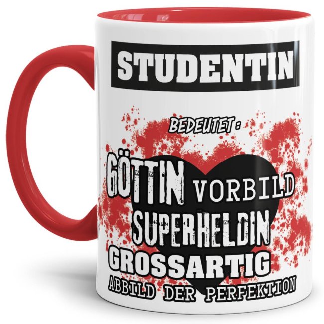 Berufe-Tasse in Rot - Bedeutung einer Studentin