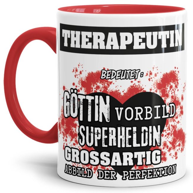 Berufe-Tasse in Rot - Bedeutung einer Therapeutin