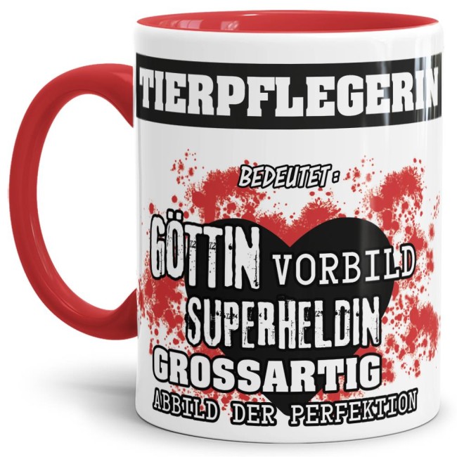 Berufe-Tasse in Rot - Bedeutung einer Tierpflegerin