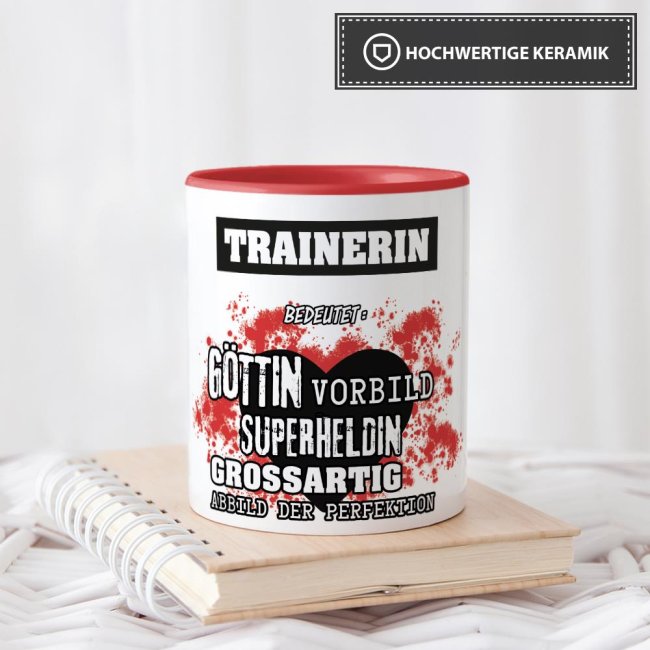 Berufe-Tasse in Rot - Bedeutung einer Trainerin