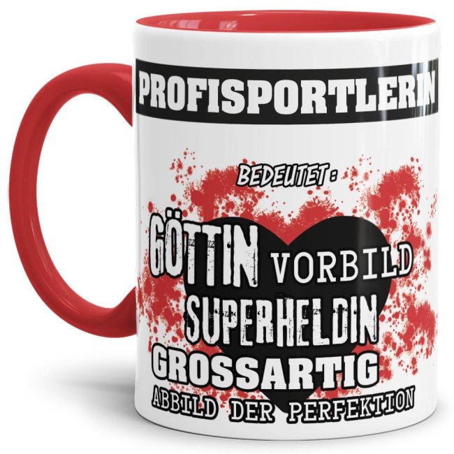 Berufe-Tasse in Rot - Bedeutung einer Profisportlerin