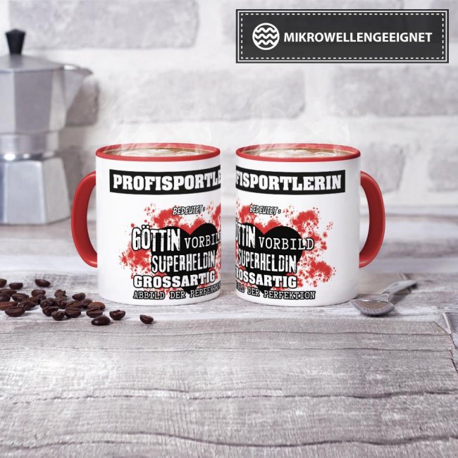 Berufe-Tasse in Rot - Bedeutung einer Profisportlerin